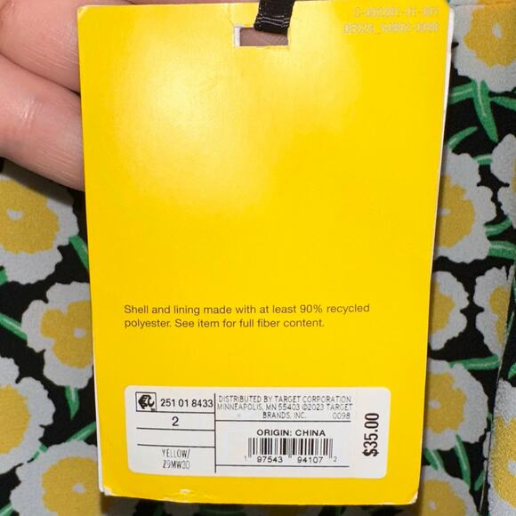 NWT Diane Von Furstenberg for Target 90s Yellow Poppy Floral Mini Dress Size 2 - Picture 6 of 13